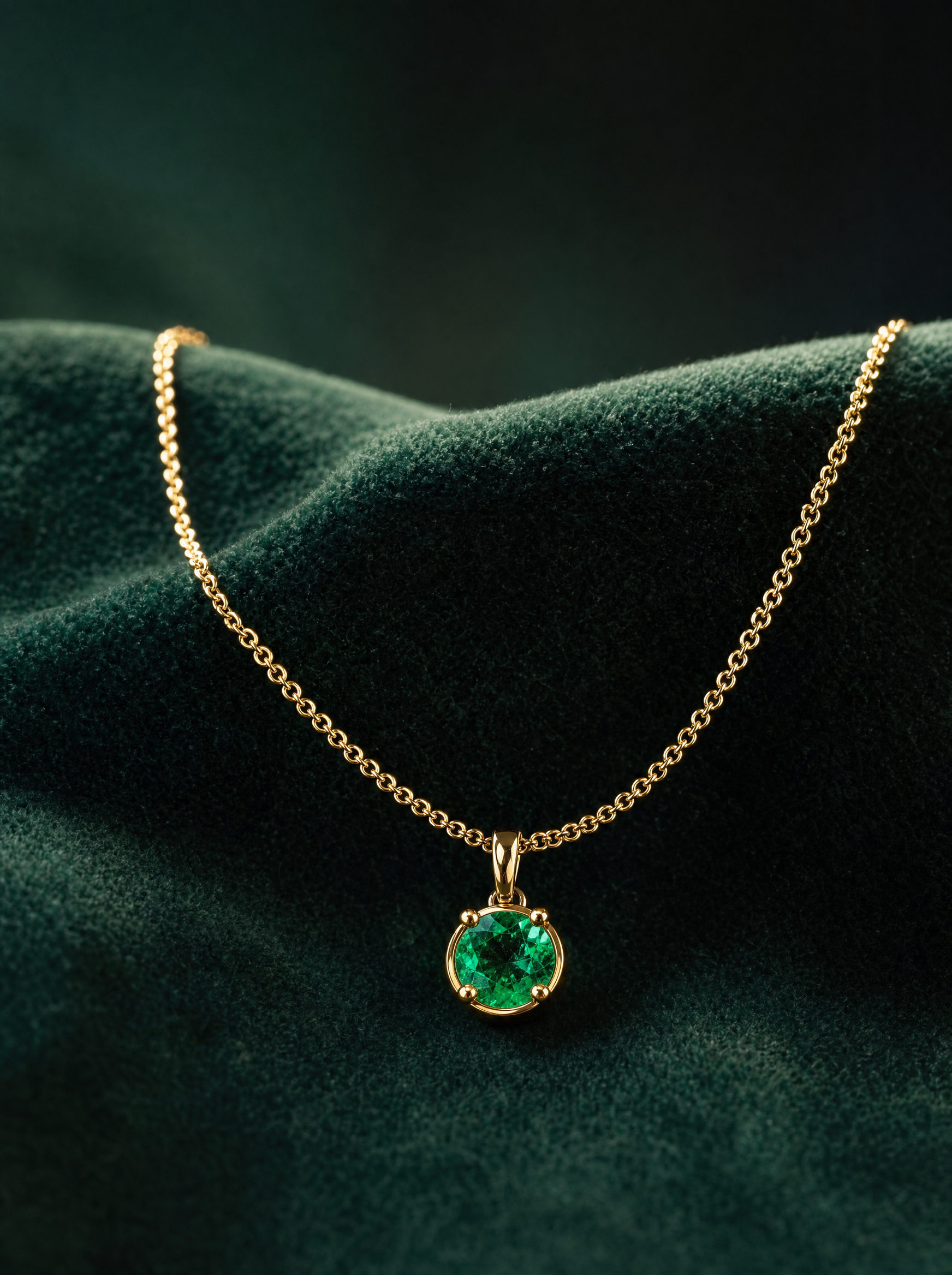 Cadena italiana en oro 18k con dije esmeralda colombiana certificada